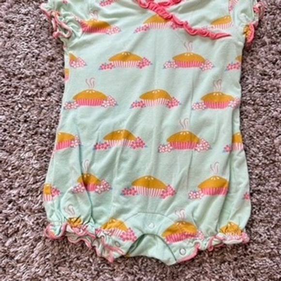 KicKee Pants 3-6 Months Pie Print Ruffle Trim Romper One Piece Outfit - Picture 2 of 6